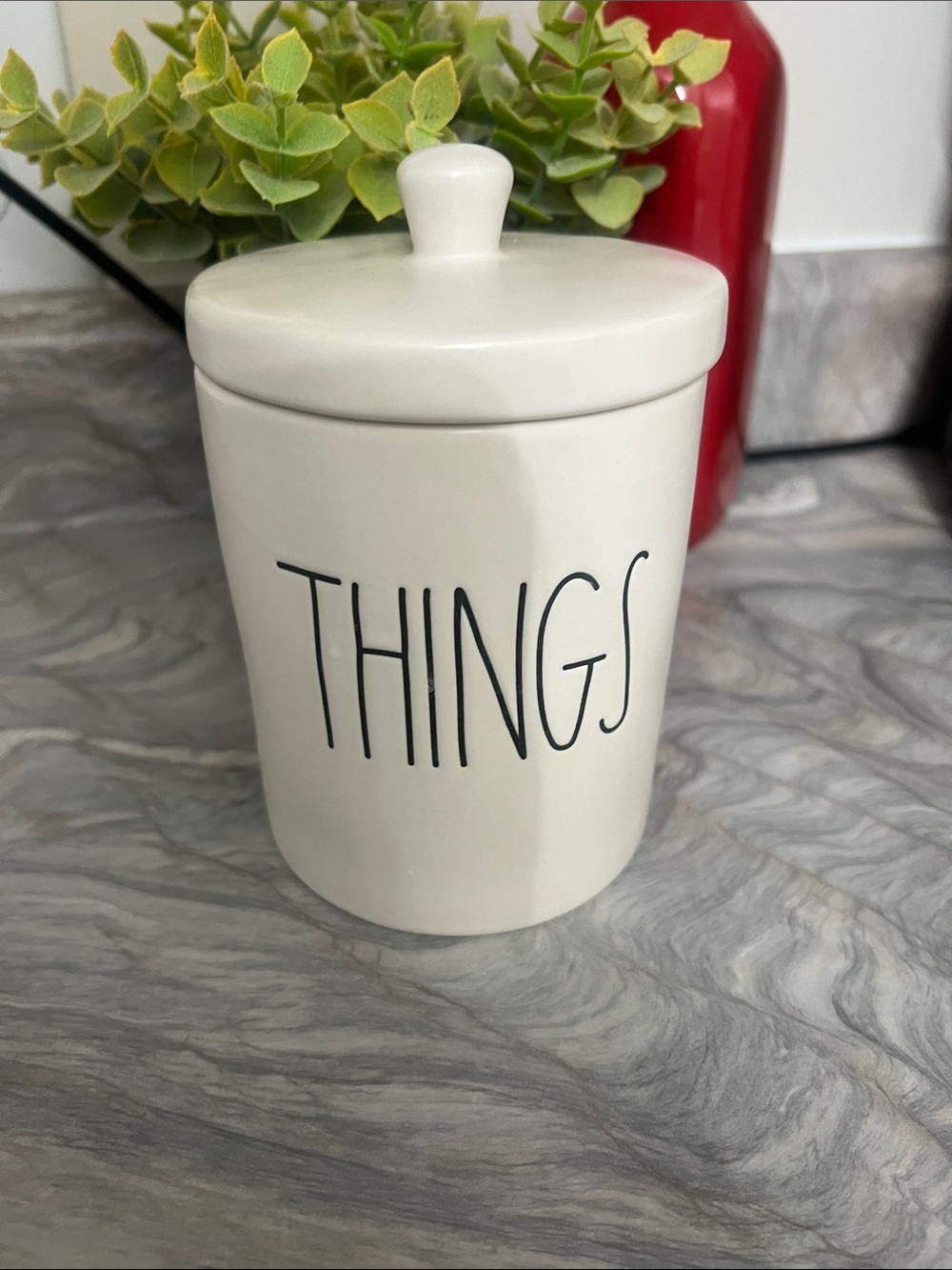 RAE DUNN Ceramic 'THINGS' Storage Jar with Lid - White